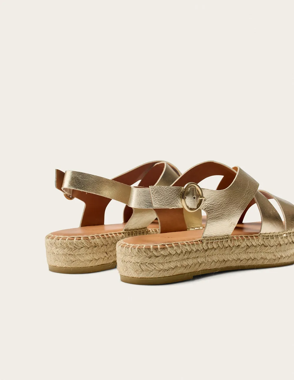 Espadrilles Chantal - Golden grained leather