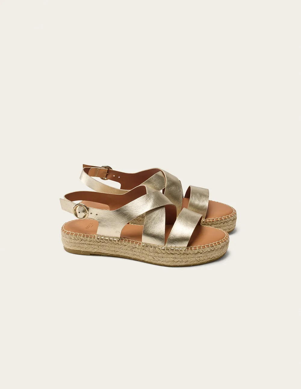 Espadrilles Chantal - Golden grained leather