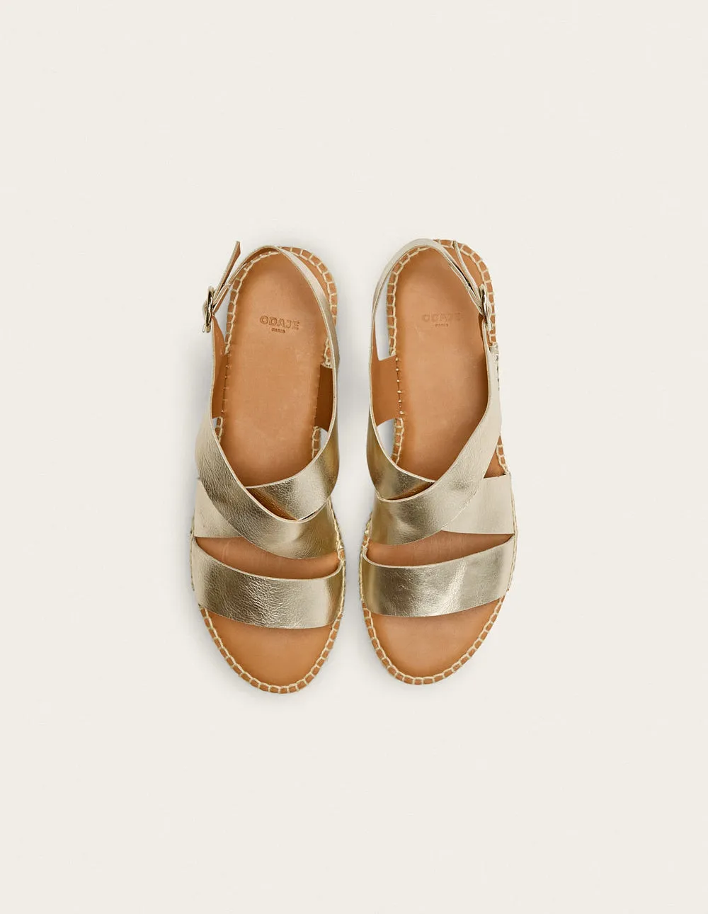 Espadrilles Chantal - Golden grained leather