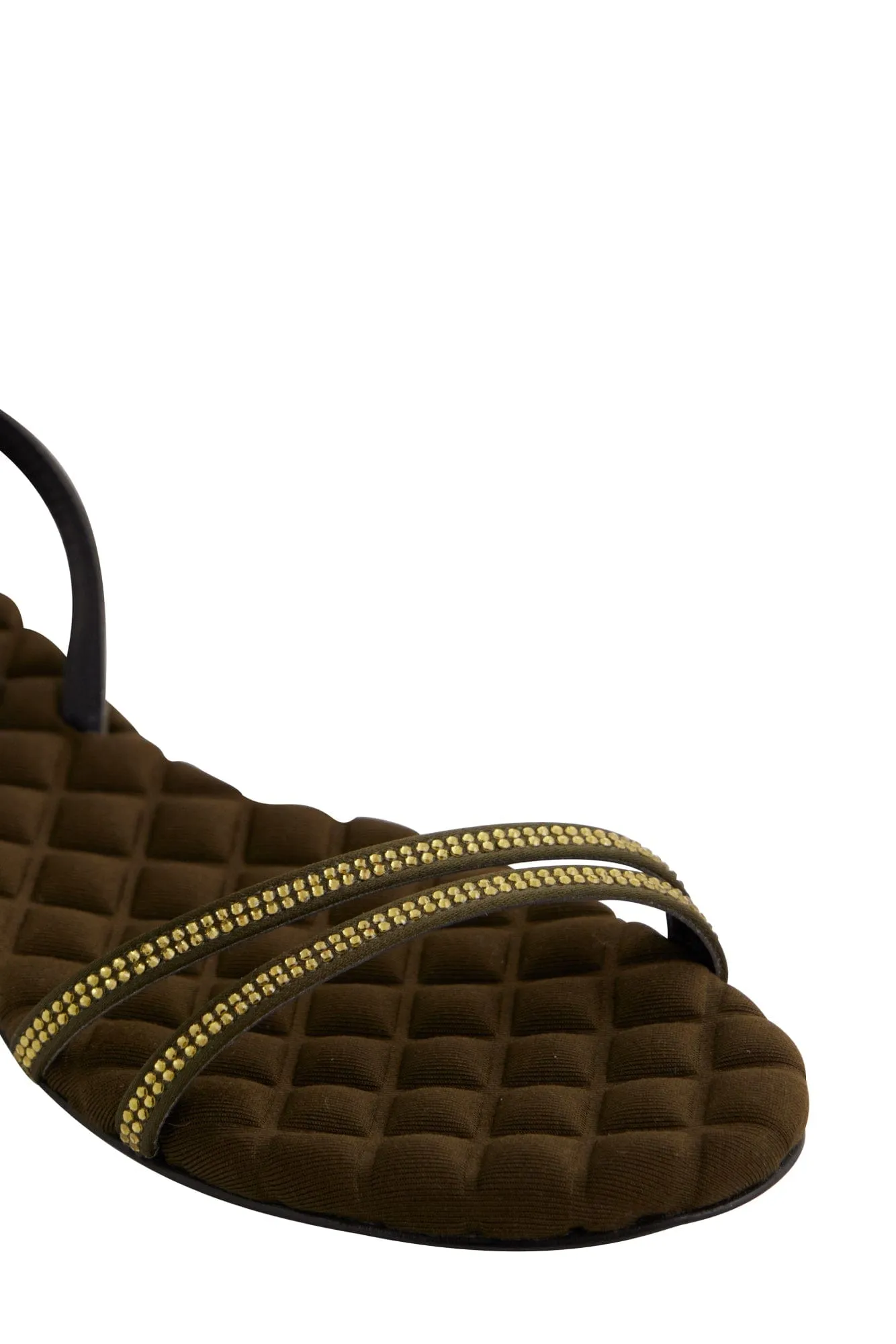 Faye Vegan Cotton Cushioned Sandals | Military Crystal