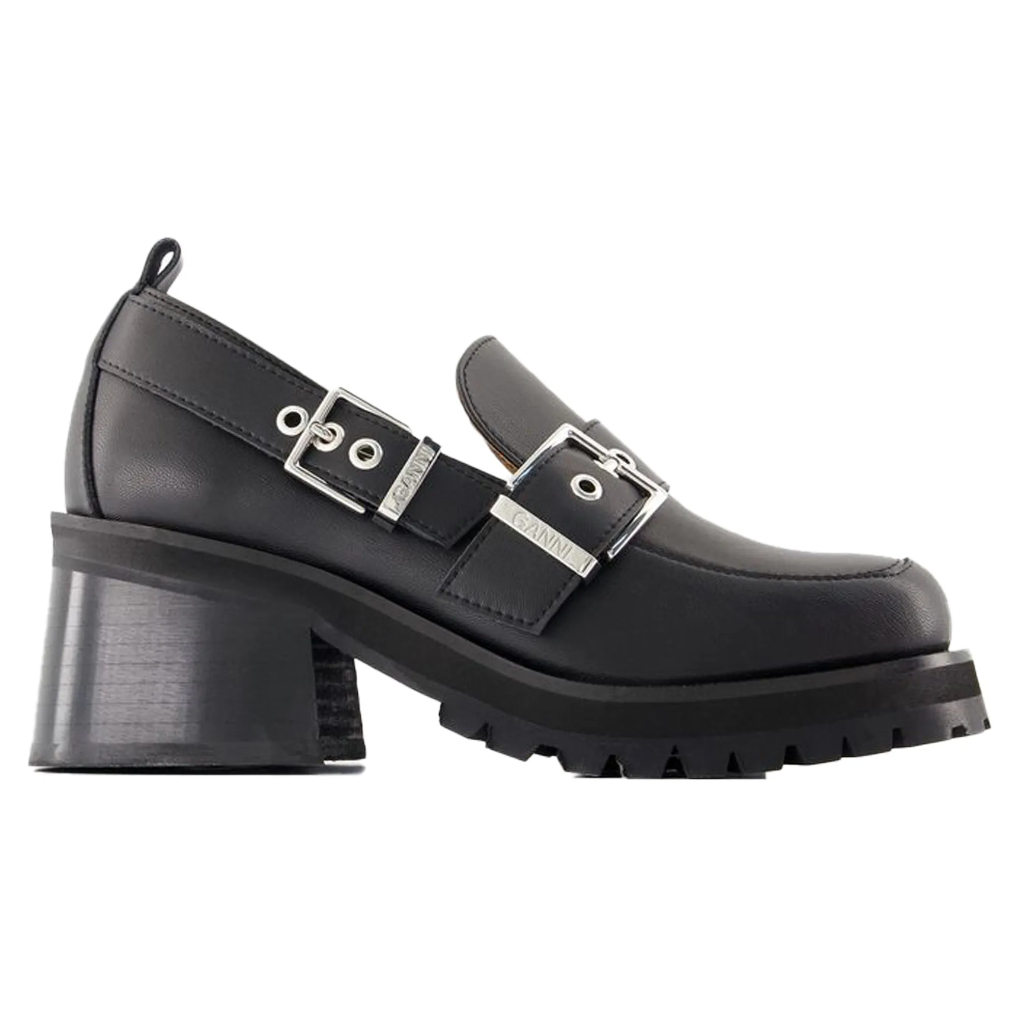 Feminine Loafers - Ganni - Leather - Black