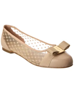 Ferragamo Varina Mesh & Leather Flat