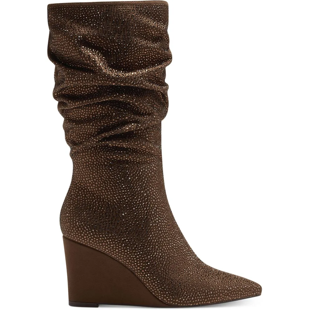FLORELLE Womens Slouch Rhinestone Mid-Calf Boots