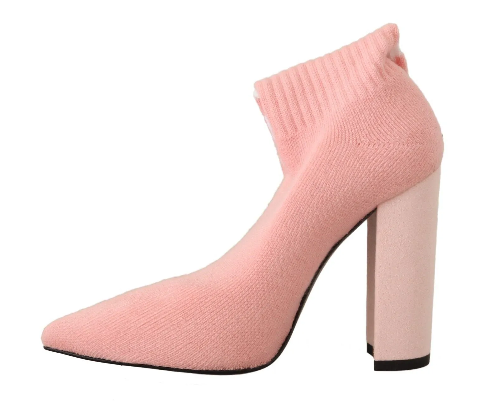 GCDS Suede Logo Socks Block Heel Ankle Boots Women's Shoes