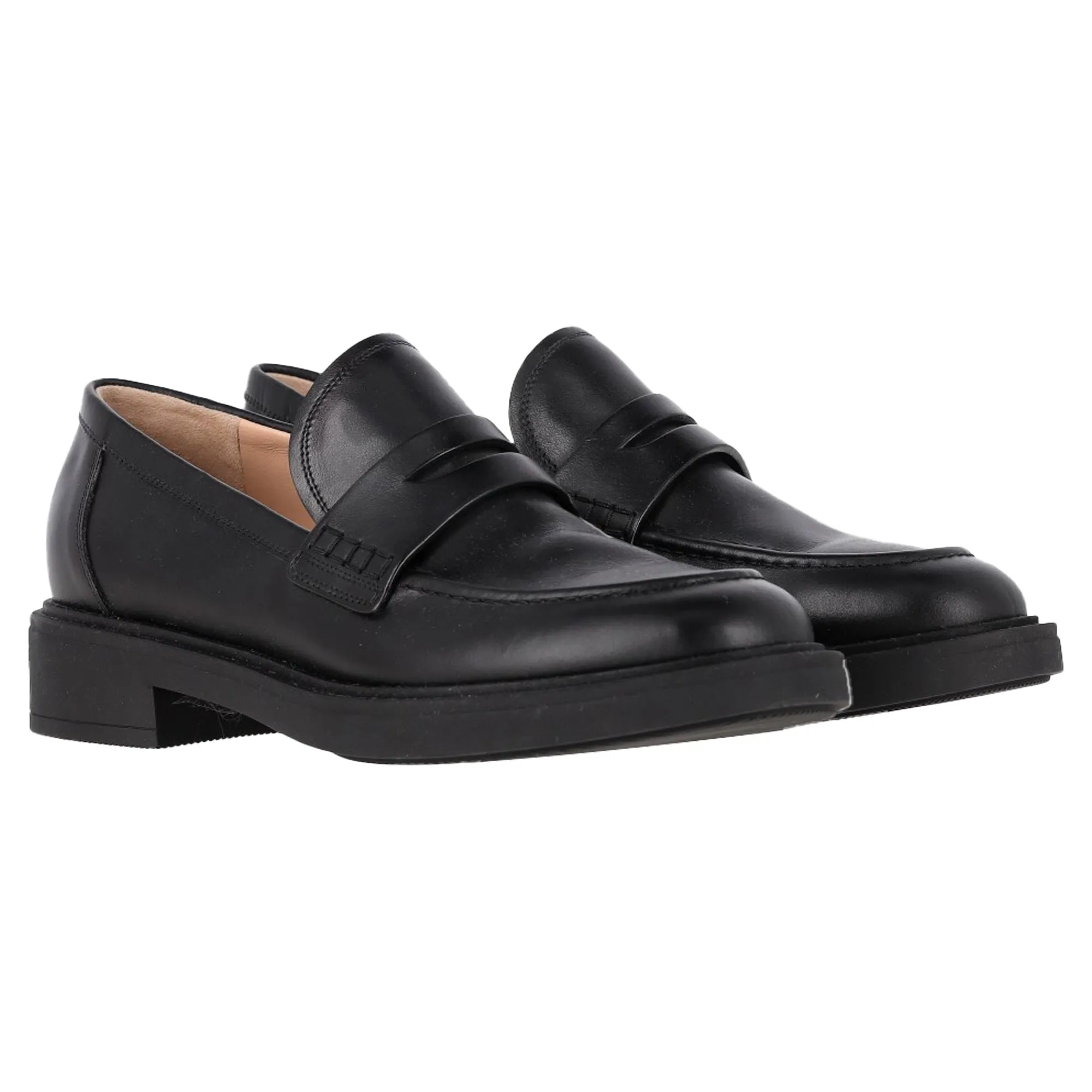 Gianvito Rossi Harris Penny Loafers in Black Leather