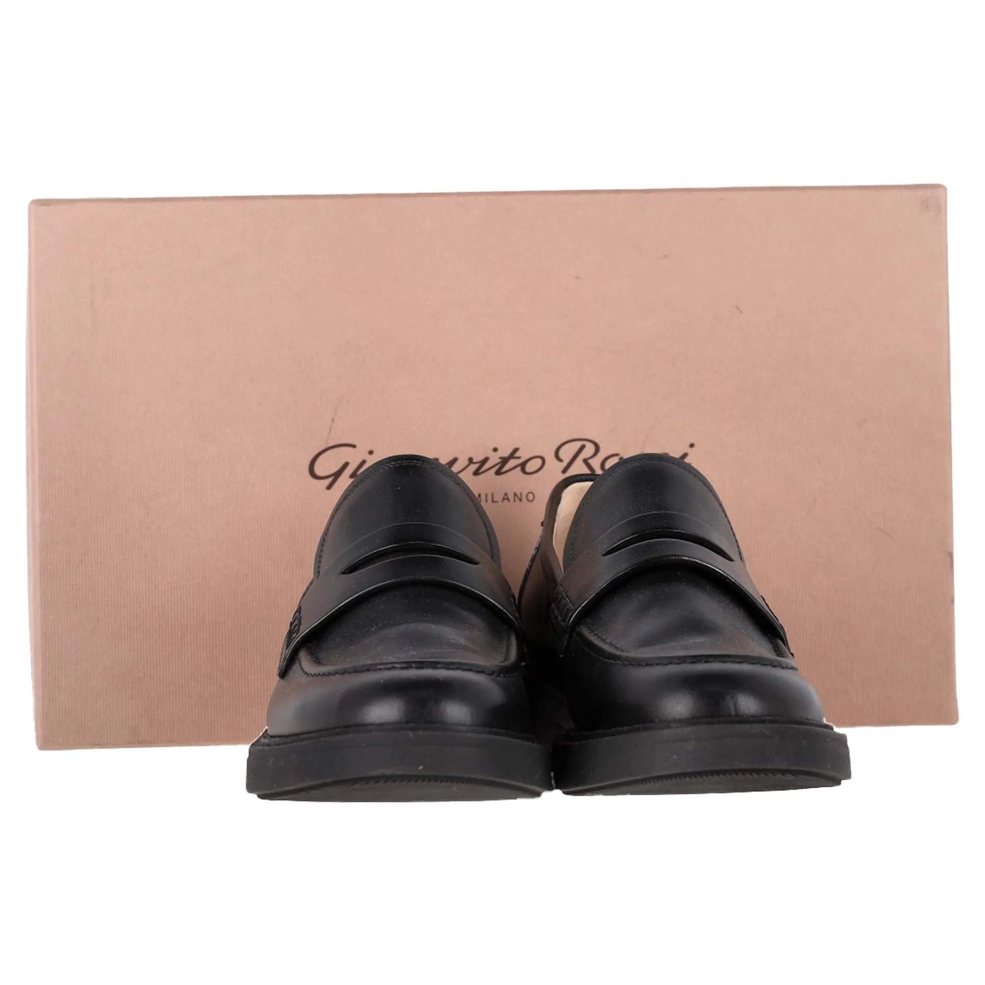 Gianvito Rossi Harris Penny Loafers in Black Leather