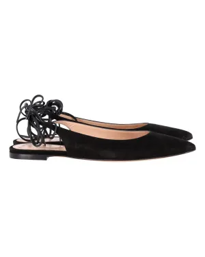 Gianvito Rossi Slingback Strappy Flats in Black Suede