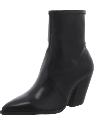 Gilemini Womens Faux Leather Stacked Heel Mid-Calf Boots