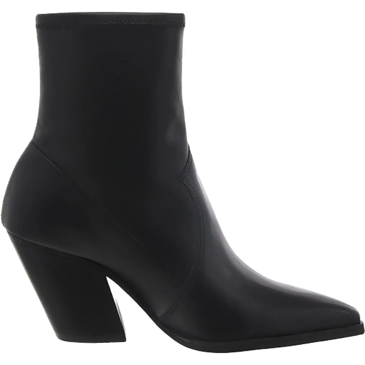 Gilemini Womens Faux Leather Stacked Heel Mid-Calf Boots