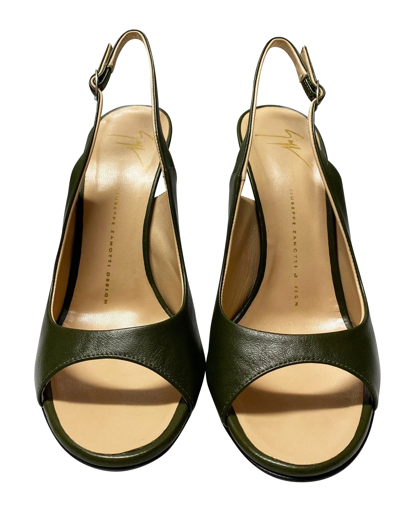 Giuseppe Zanotti Peep Toe Slingback Pumps in Black Leather