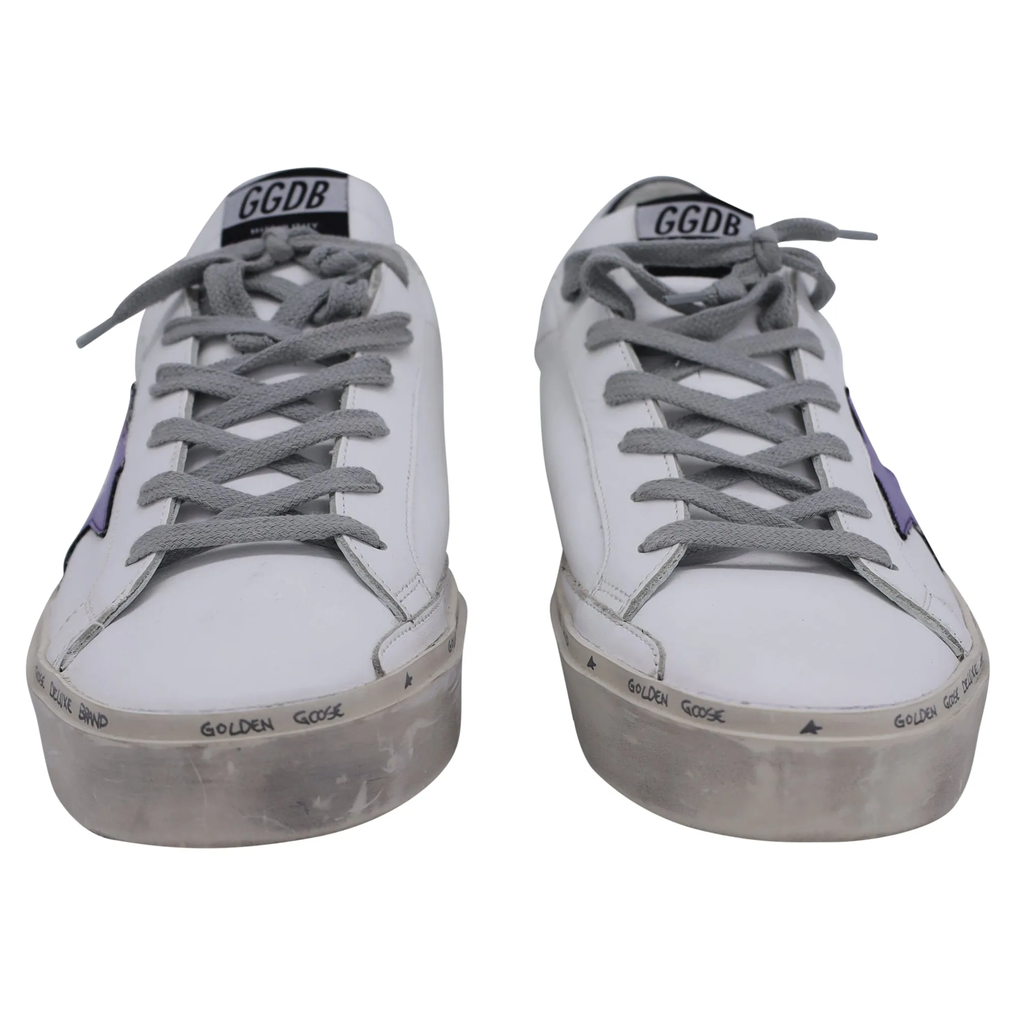 Golden Goose Hi Star with Metallic Star Low-Top Sneakers in White Leather