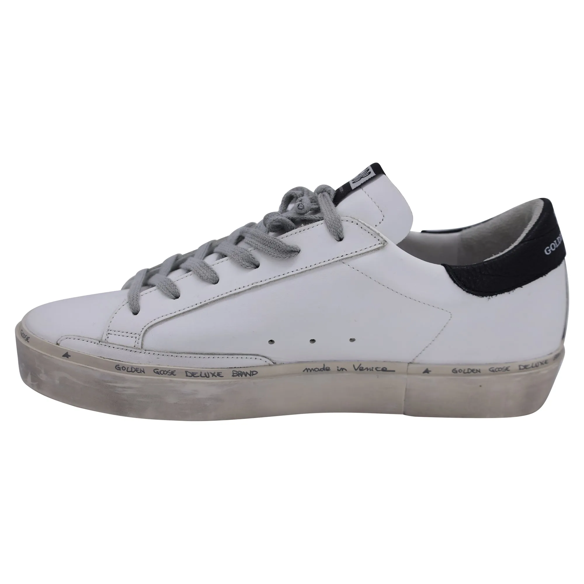 Golden Goose Hi Star with Metallic Star Low-Top Sneakers in White Leather