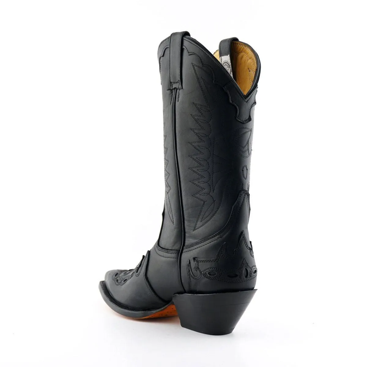 Grinders Unisex Black Leather Cowboy Boots-Arizona HI
