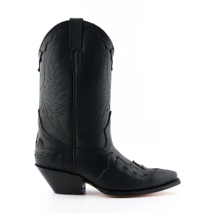Grinders Unisex Black Leather Cowboy Boots-Arizona HI