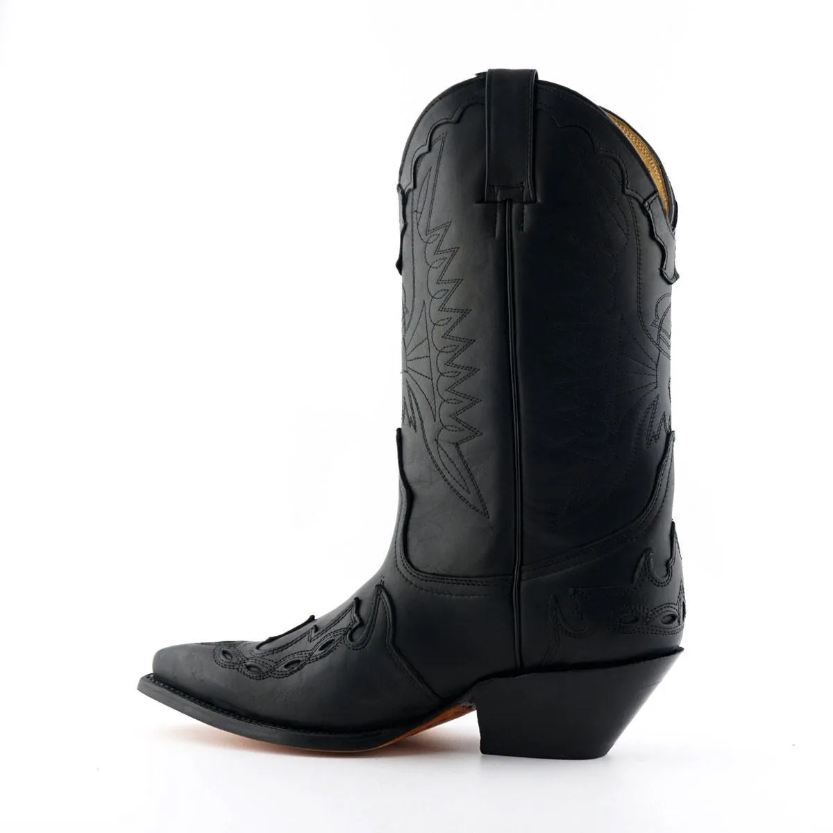 Grinders Unisex Black Leather Cowboy Boots-Arizona HI