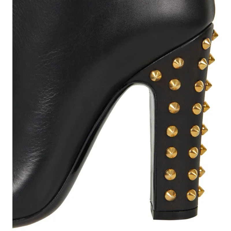Gucci Black Jacqueline studded mid heel tall boot