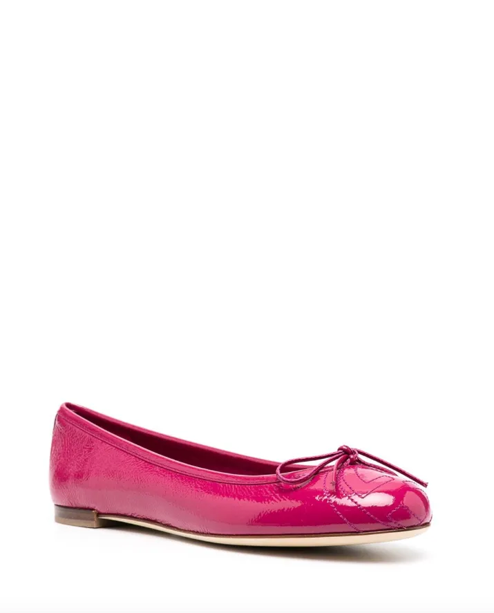 Gucci high-shine bow ballerina shoes
