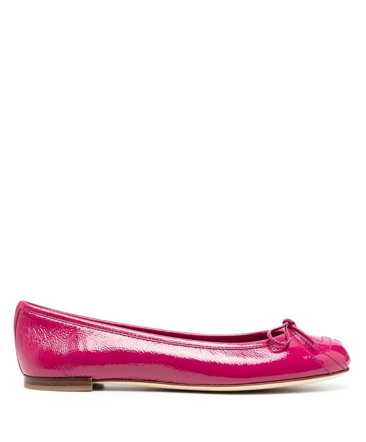 Gucci high-shine bow ballerina shoes