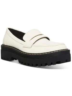 Haazel Womens Faux Leather Platform Loafers