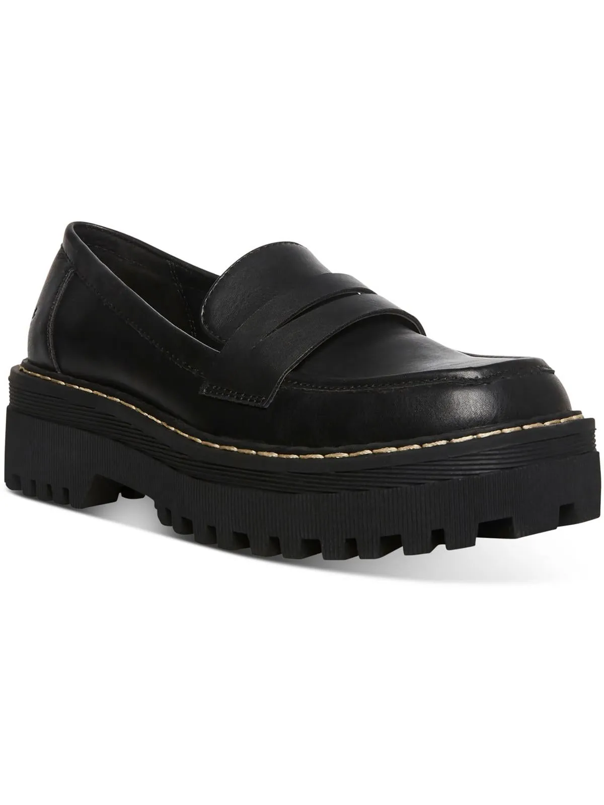 Haazel Womens Faux Leather Platform Loafers