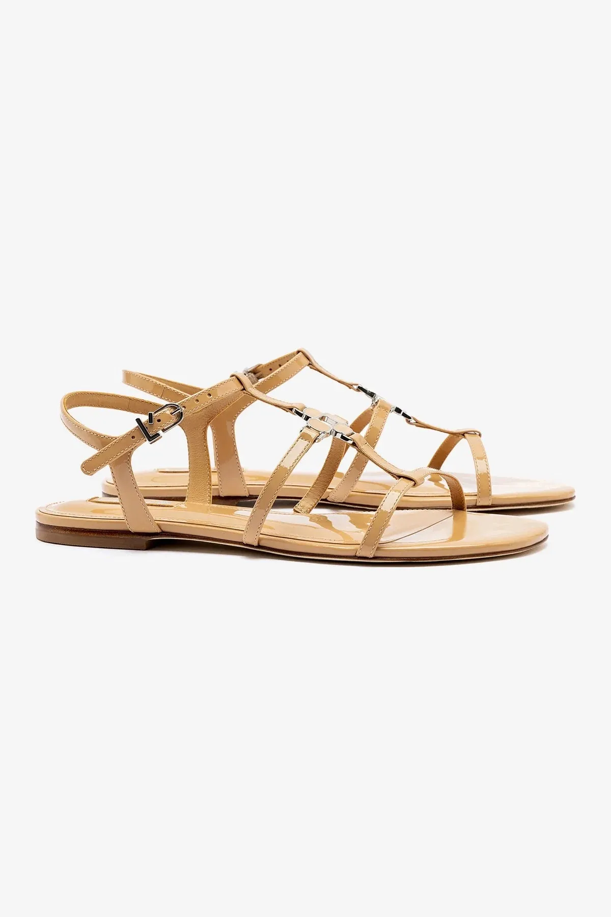 Hana Flat In Tan Patent Leather