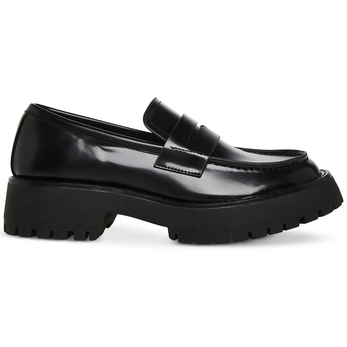 Heaathr Womens Patent Lug Sole Loafers