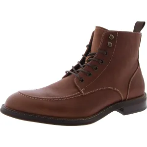Holger Mens Leather Pebbled Combat & Lace-Up Boots