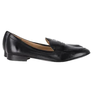 Iris & Ink Penny Loafers in Black Leather