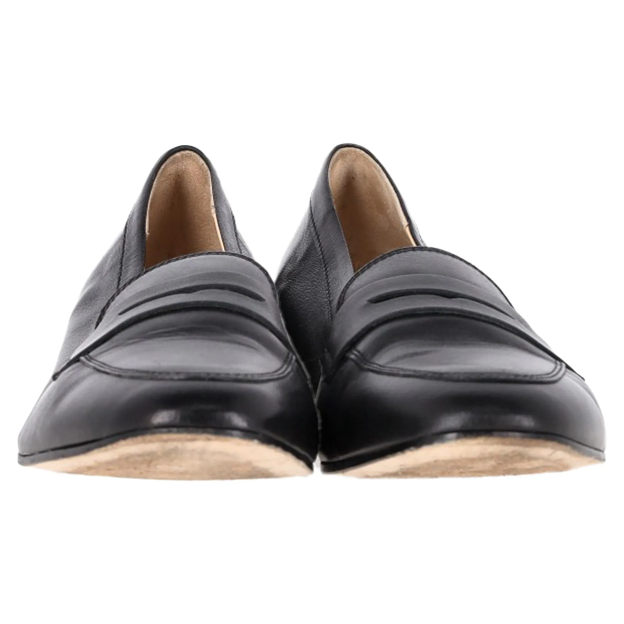 Iris & Ink Penny Loafers in Black Leather