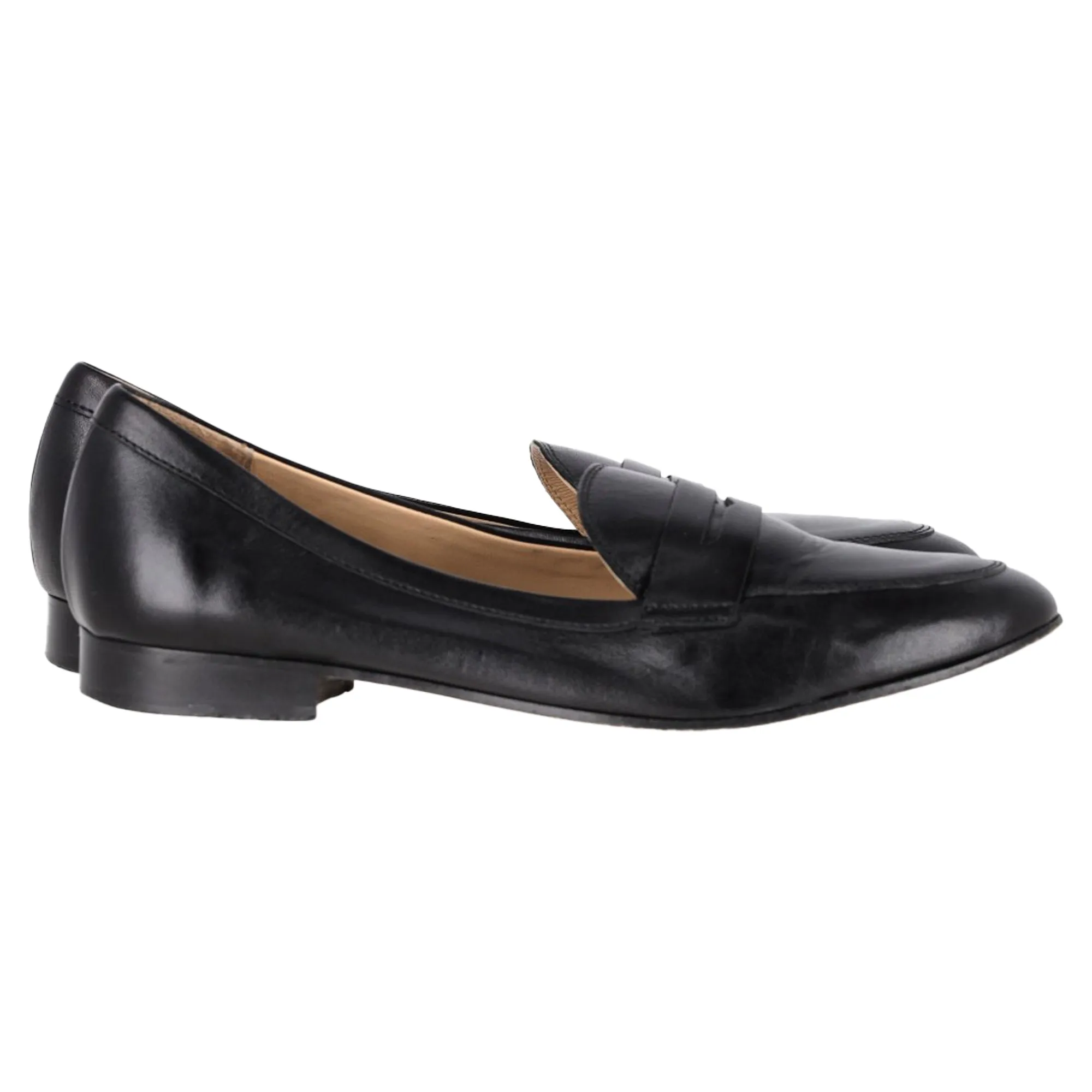 Iris & Ink Penny Loafers in Black Leather