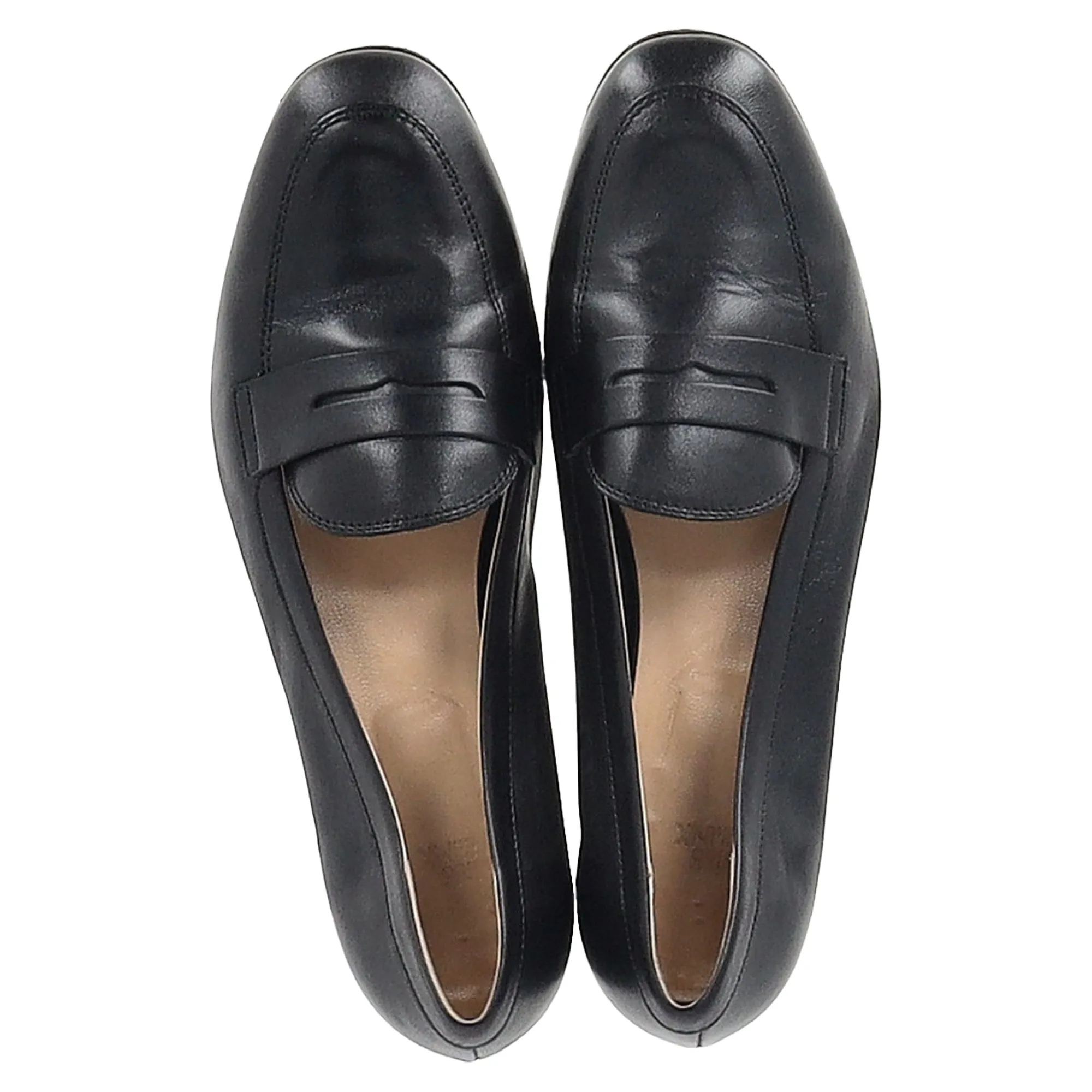Iris & Ink Penny Loafers in Black Leather