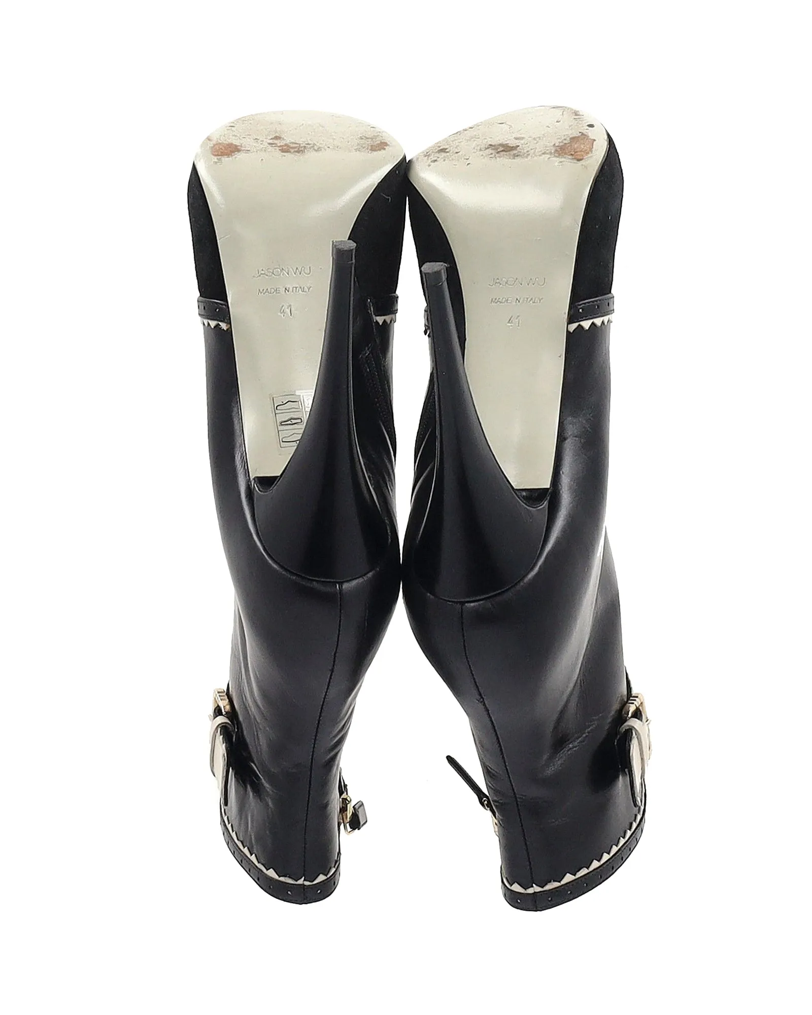 Jason Wu Alexis High Heel Ankle Boots in Black Leather