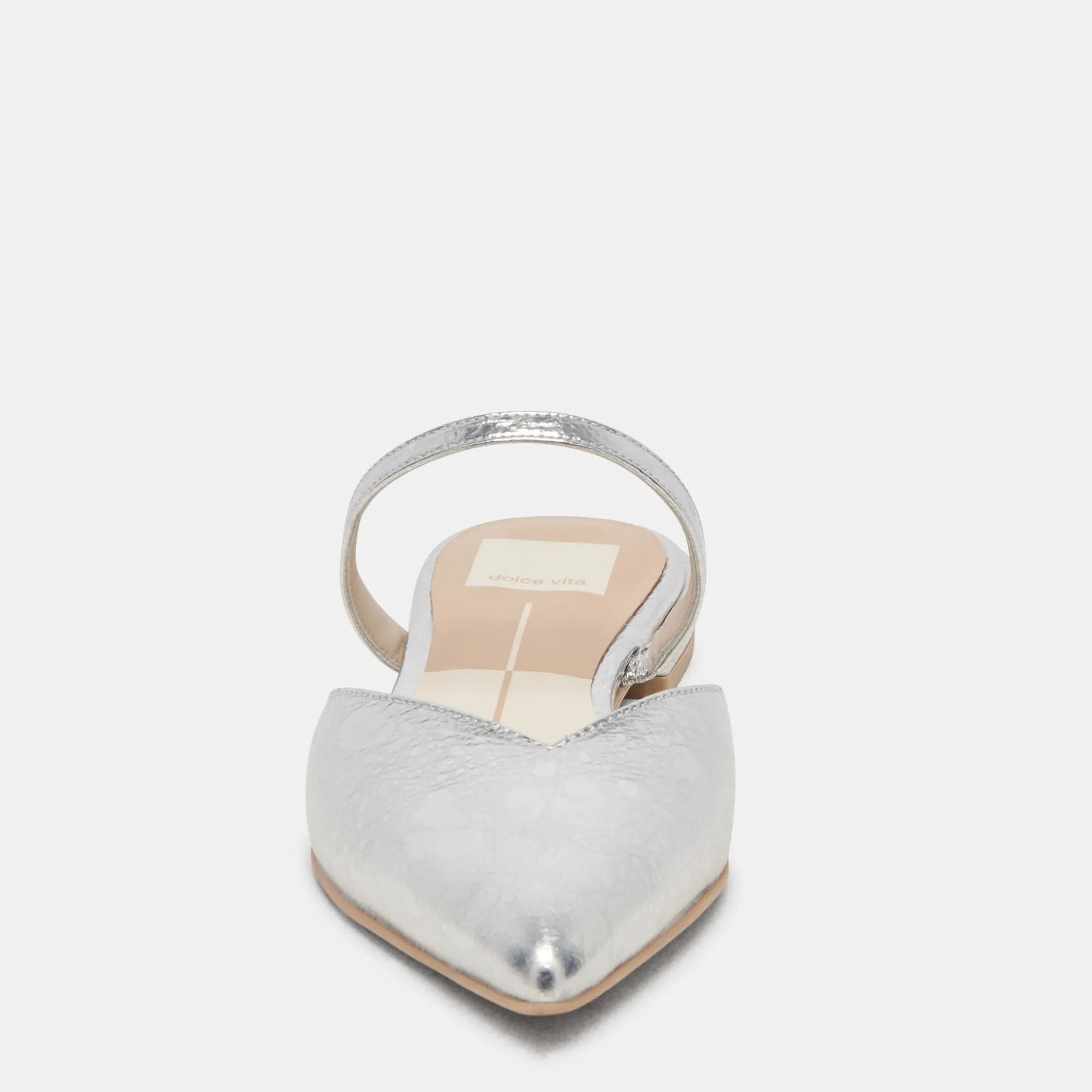 Kanika Wide Flats Silver Distressed Leather