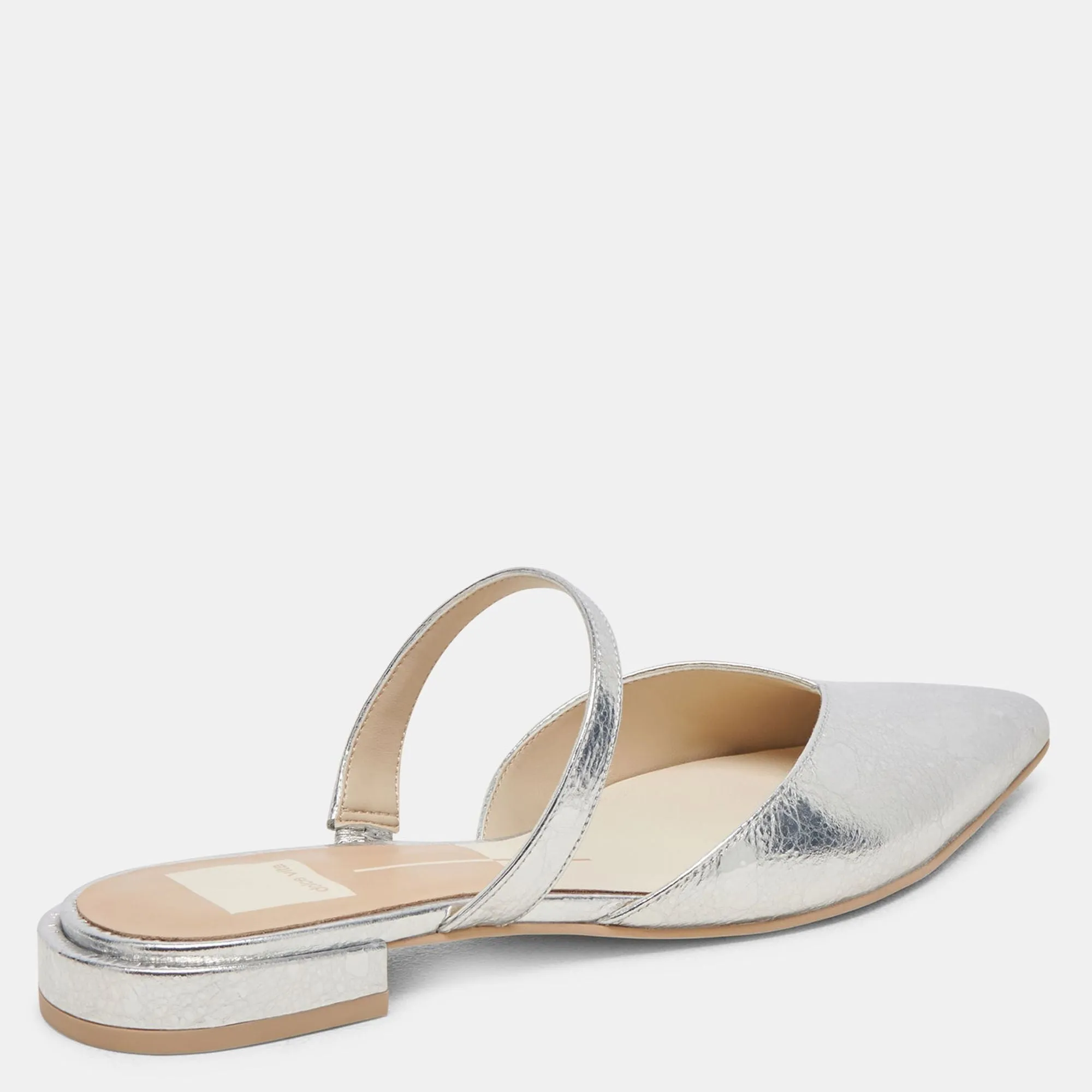 Kanika Wide Flats Silver Distressed Leather