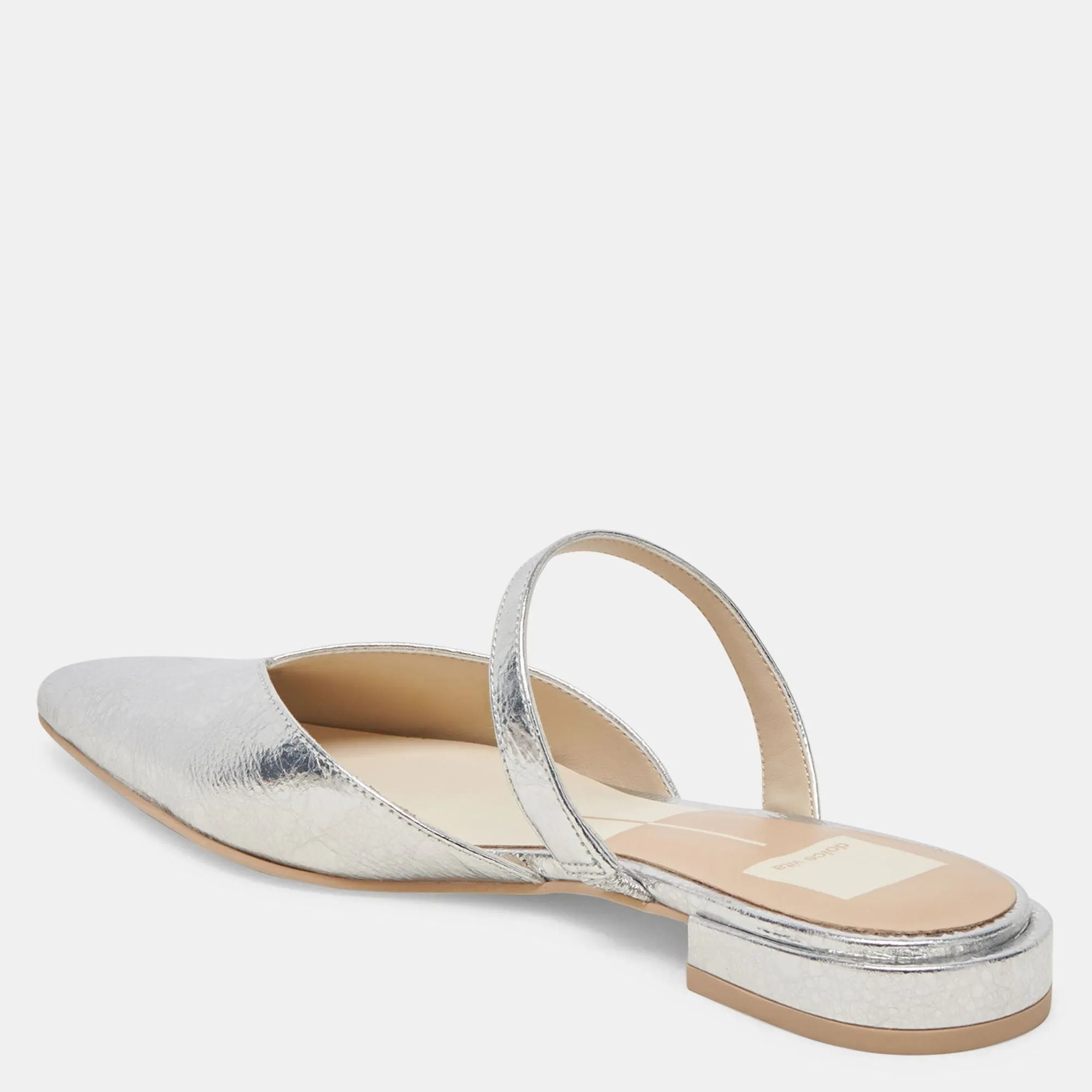 Kanika Wide Flats Silver Distressed Leather