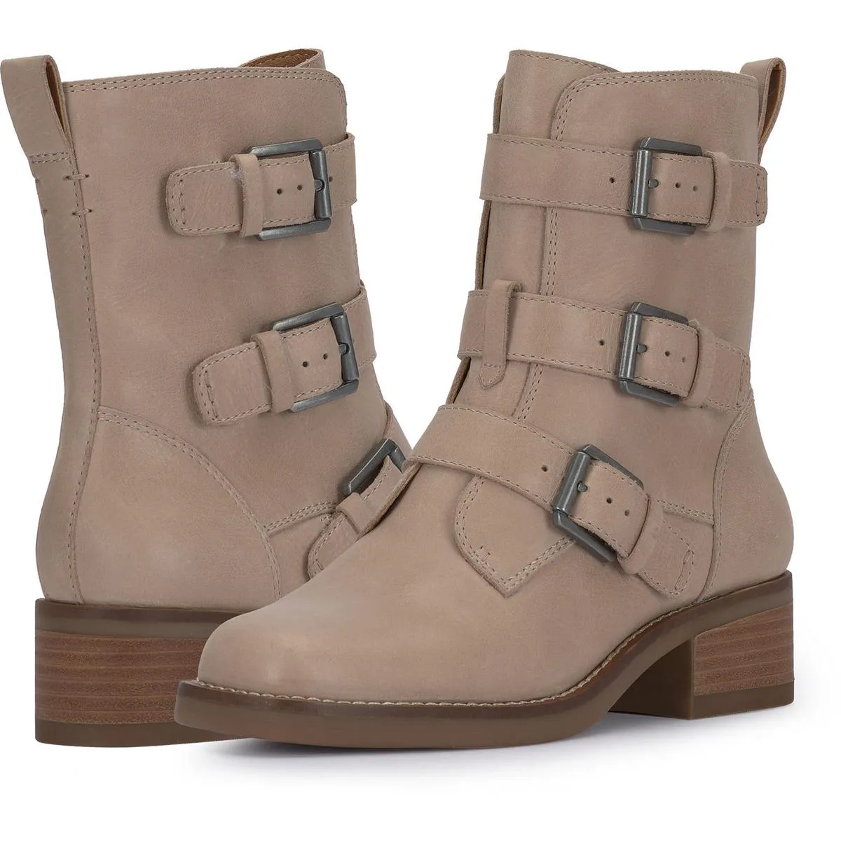 Katriny Womens Leather Square Toe Mid-Calf Boots