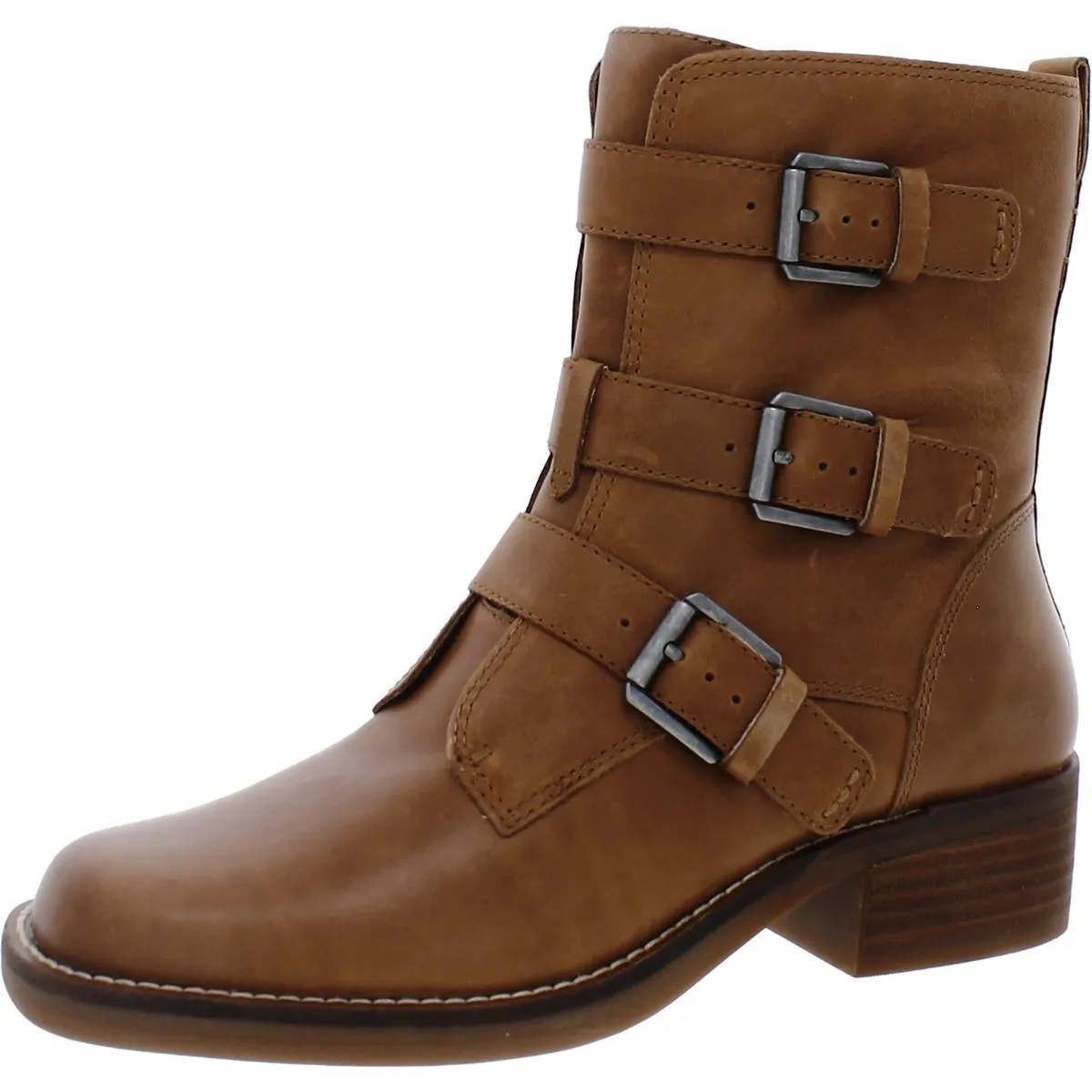 Katriny Womens Leather Square Toe Mid-Calf Boots