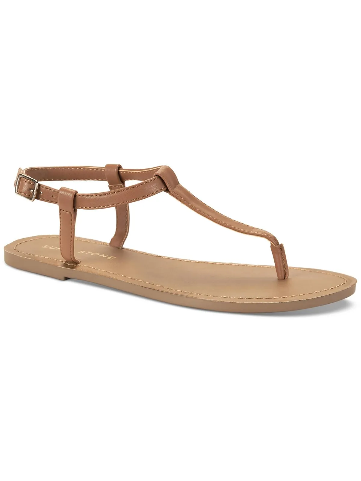 Krisleyy Womens Embossed Slingback T-Strap Sandals
