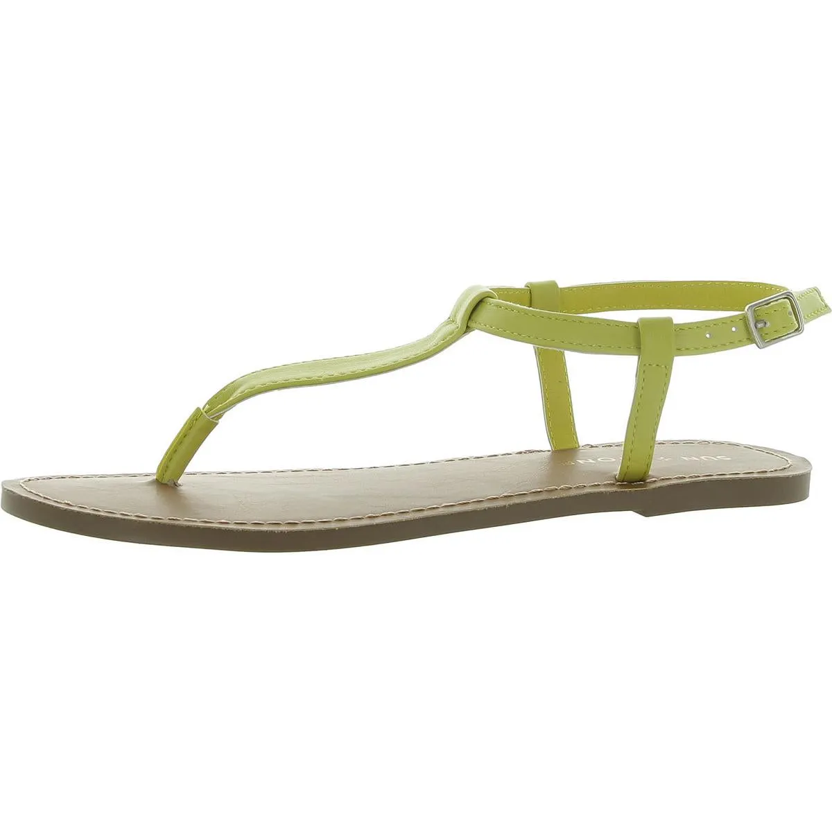 Krisleyy Womens Embossed Slingback T-Strap Sandals