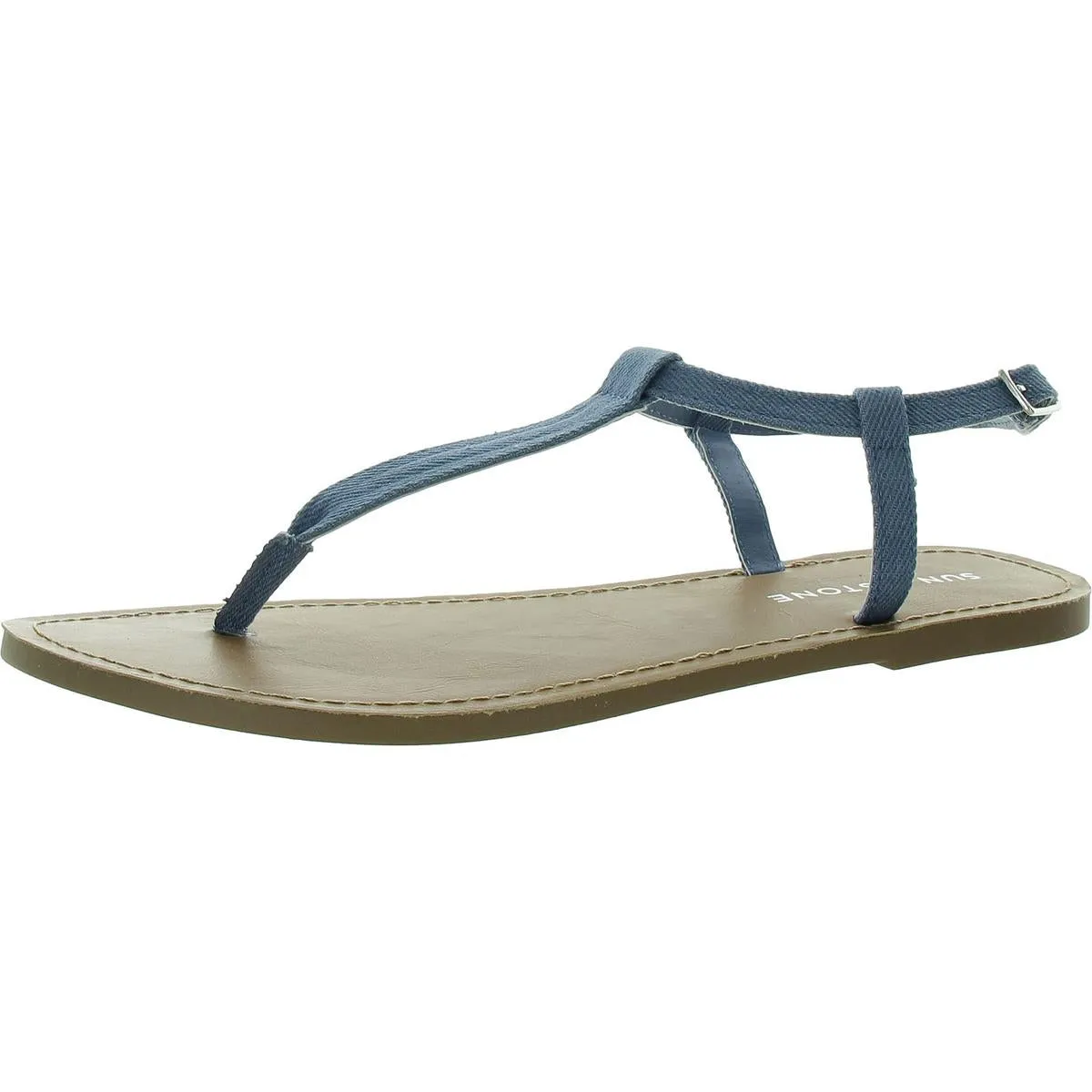 Krisleyy Womens Embossed Slingback T-Strap Sandals