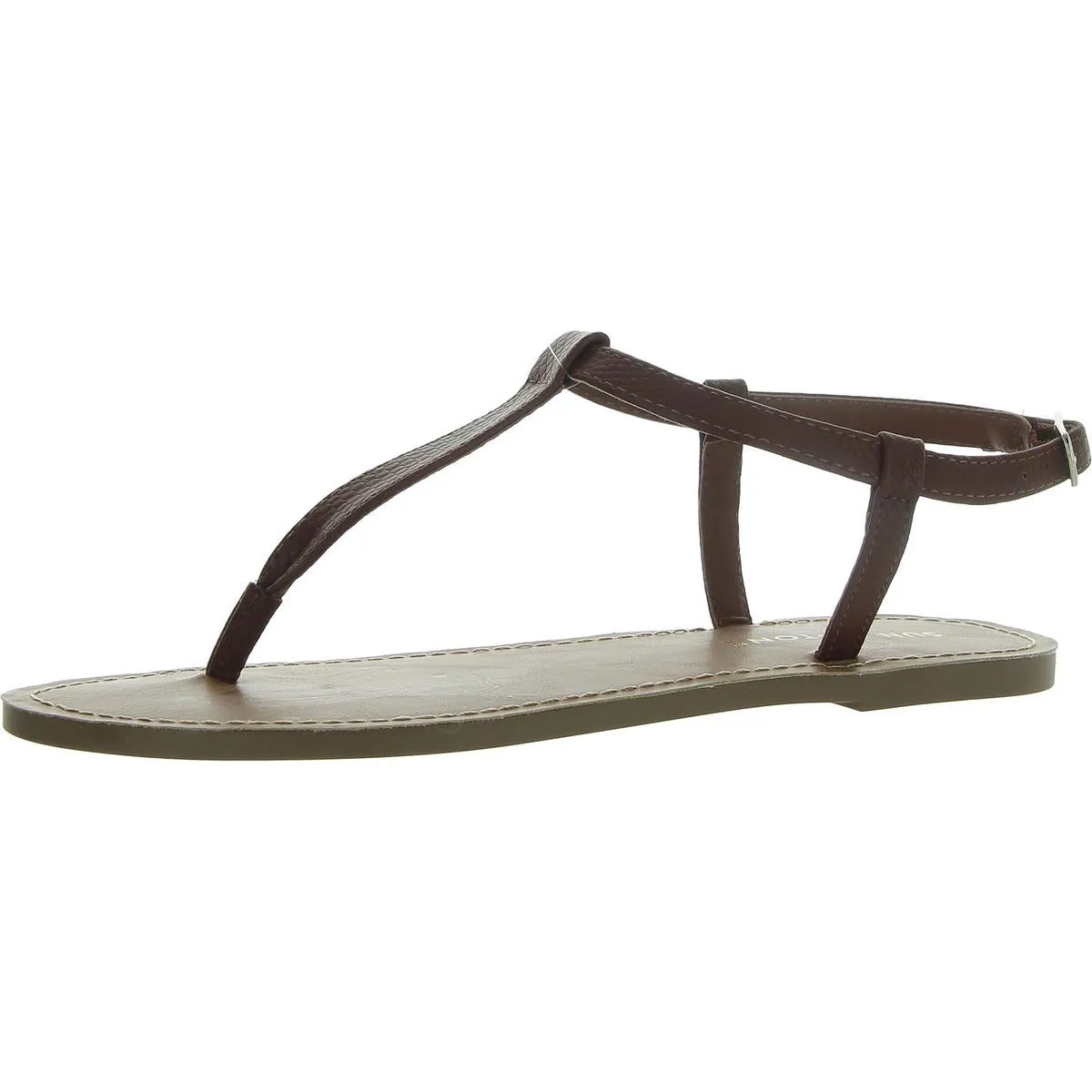 Krisleyy Womens Embossed Slingback T-Strap Sandals