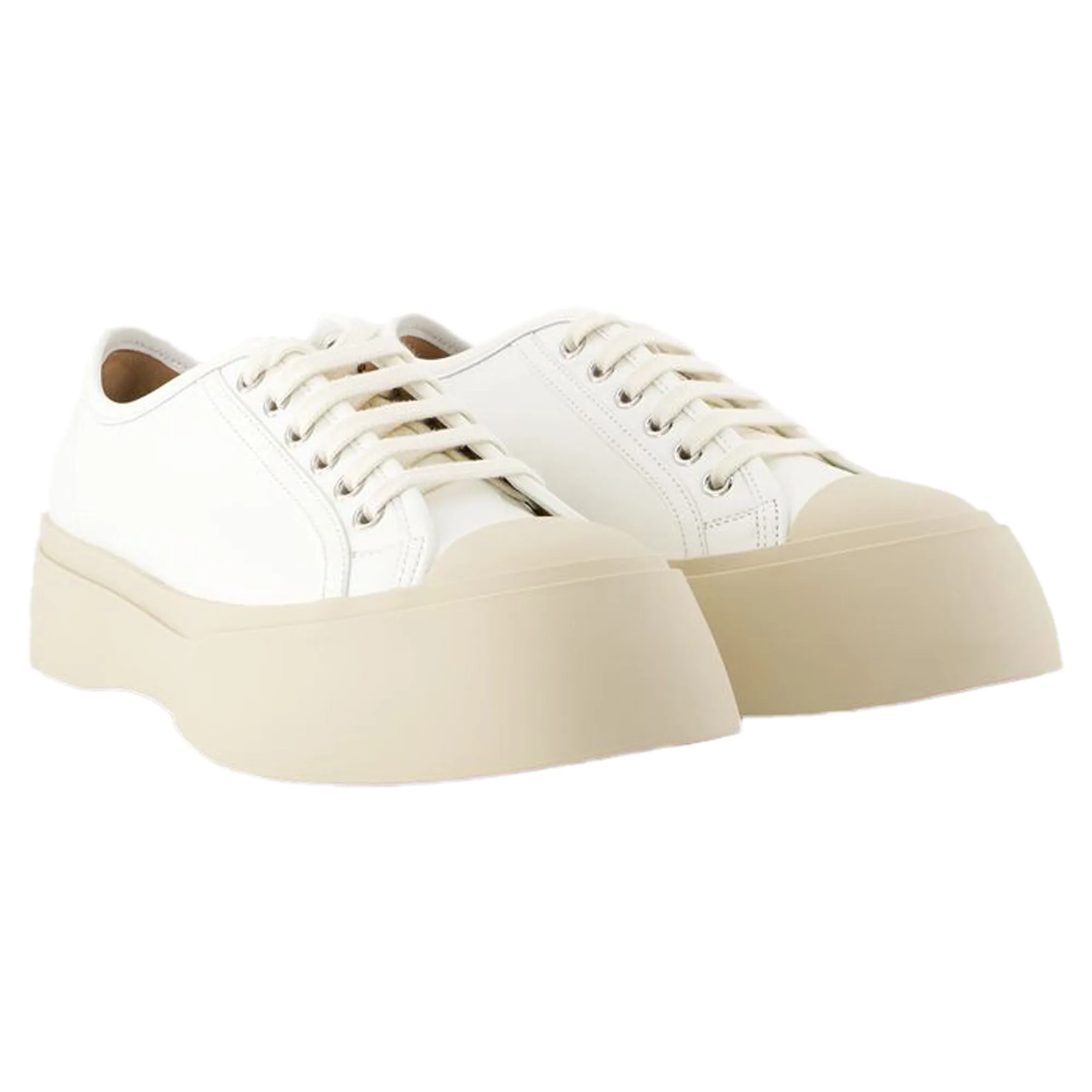 Laced Up Sneakers - Marni - Leather - White