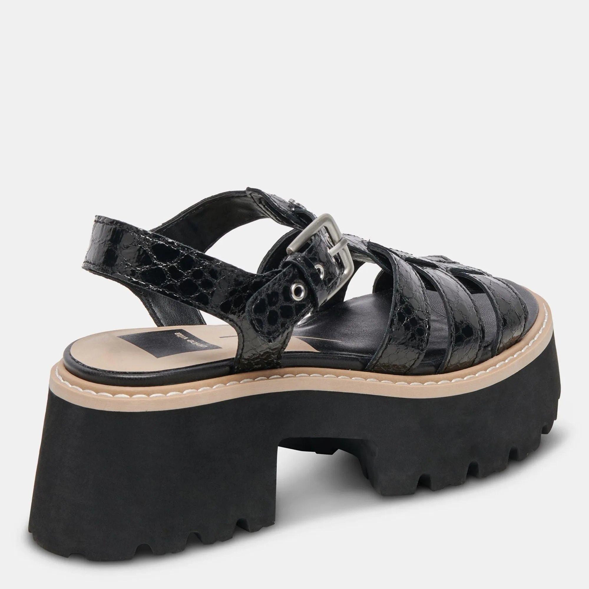 Latice Sandals Midnight Embossed Leather