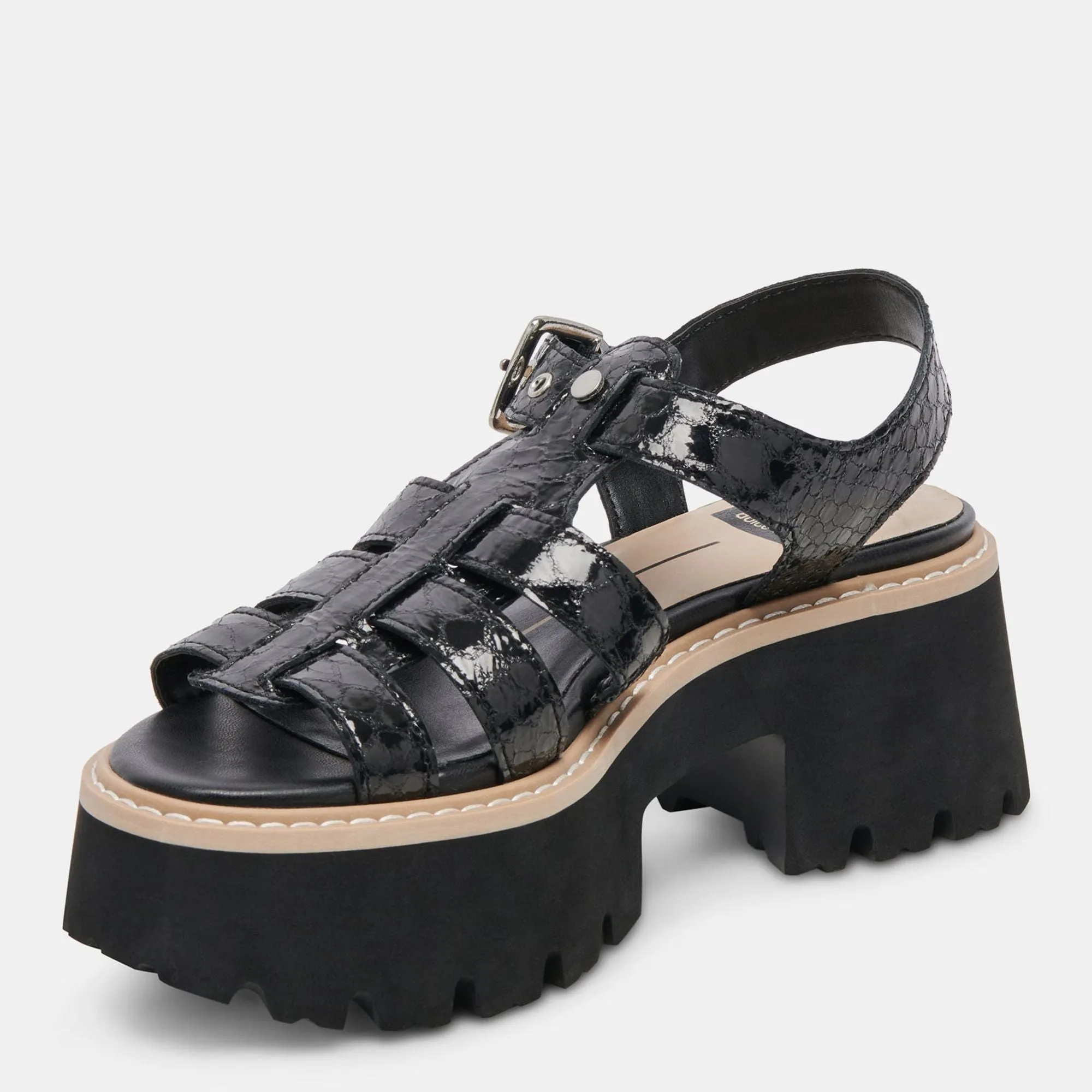 Latice Sandals Midnight Embossed Leather