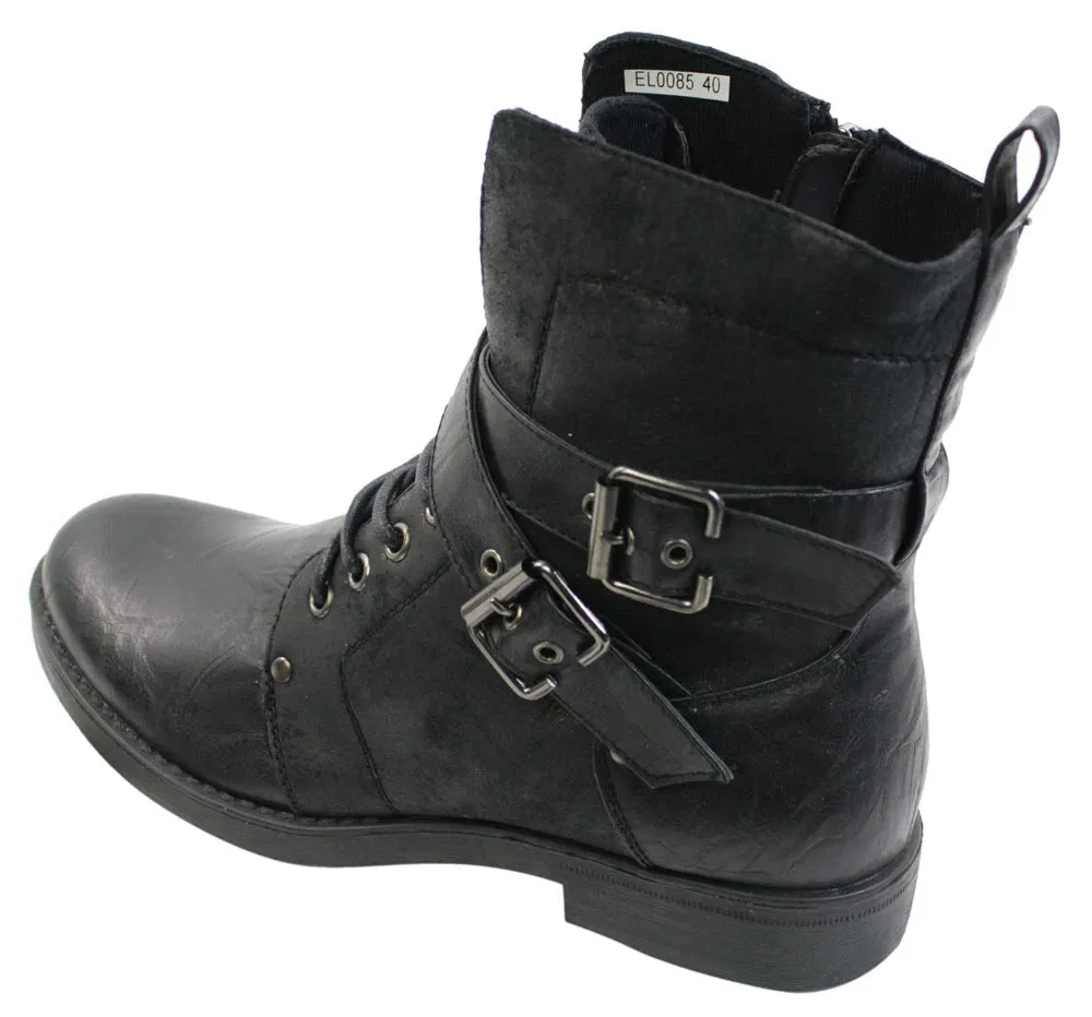 Leather Ankle Boots With Buckle