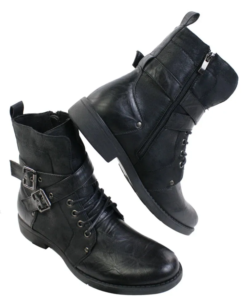 Leather Ankle Boots With Buckle