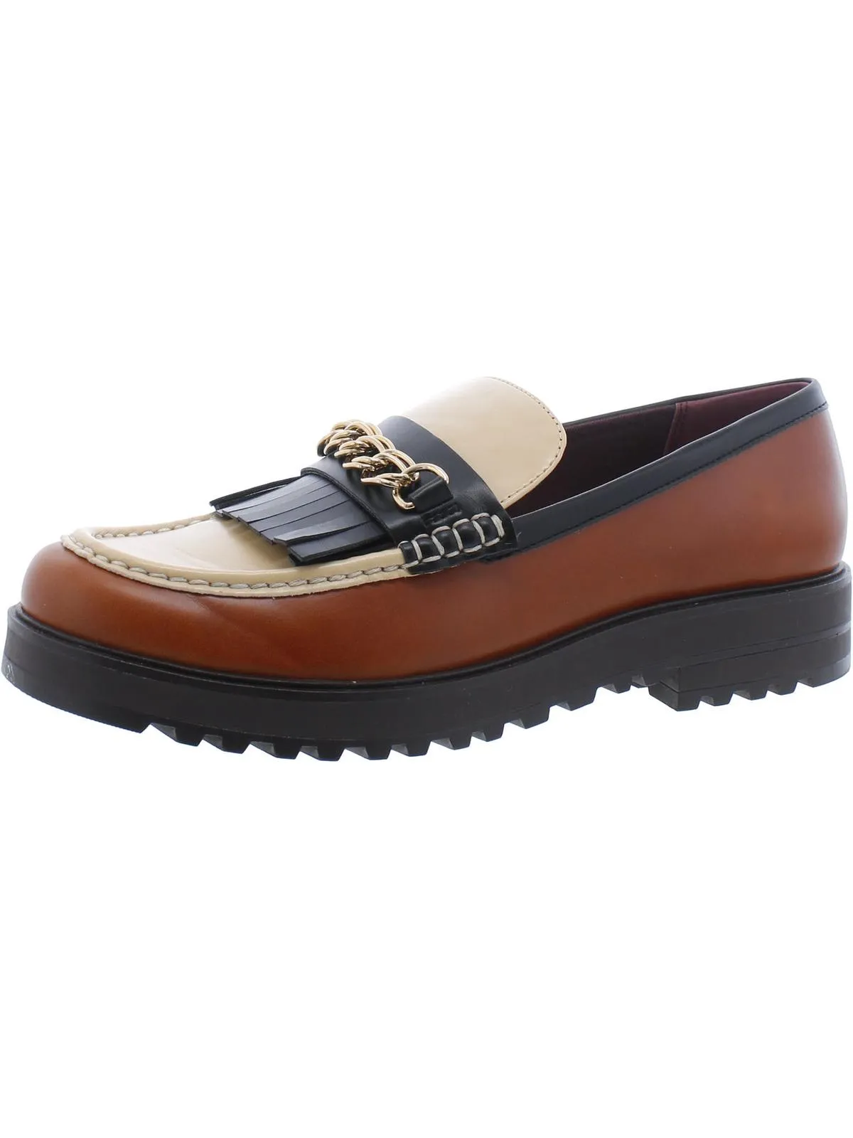 Limit Moc Womens Faux Leather Chain Loafers