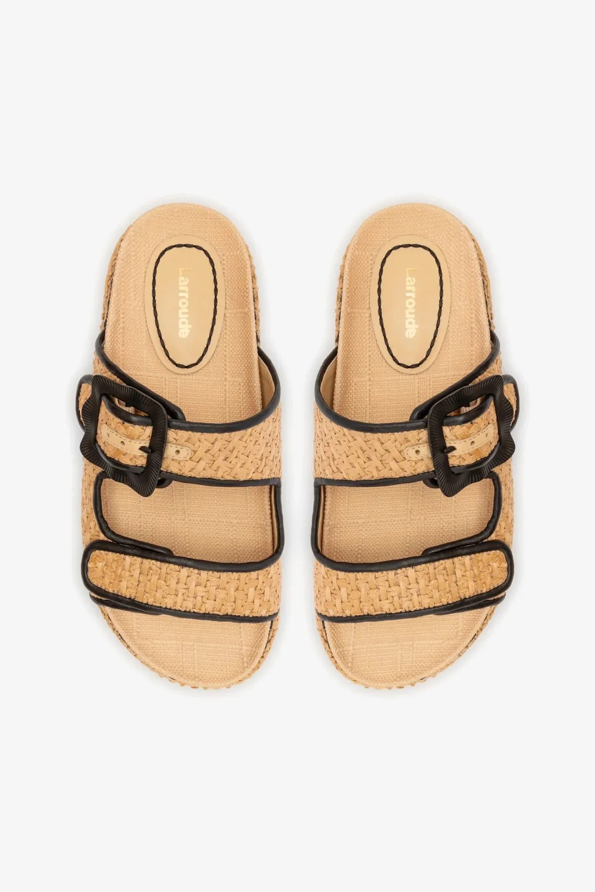 Maui Slide In Tapestry Natural Raffia and Black Trimming