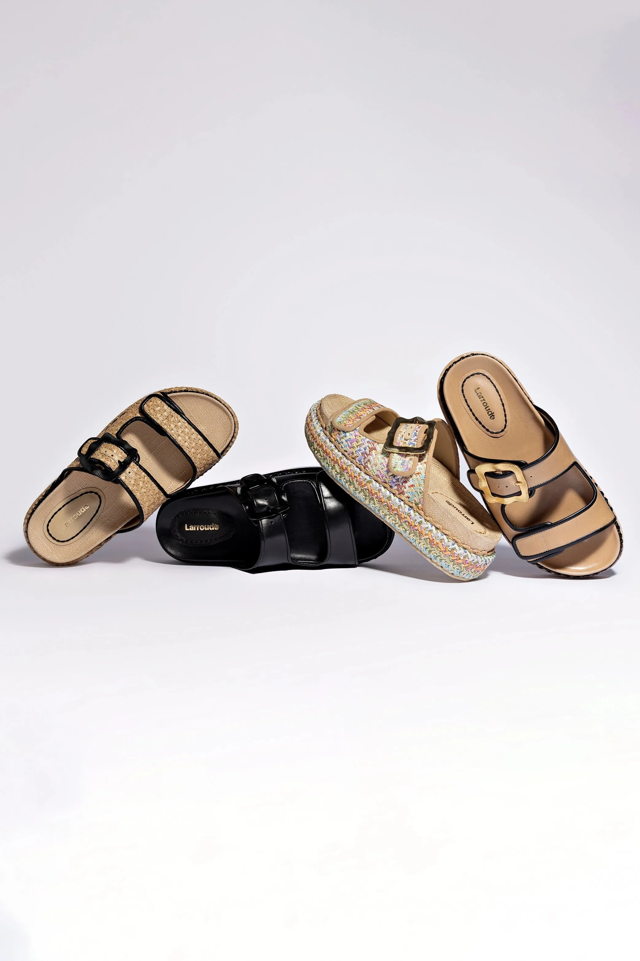 Maui Slide In Tapestry Natural Raffia and Black Trimming