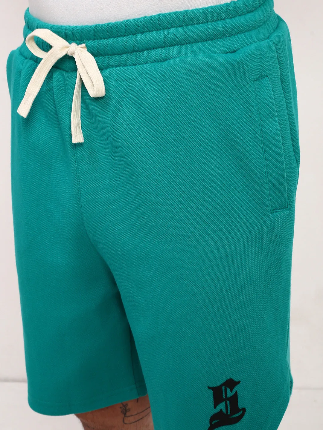 Men Green Solid Shorts
